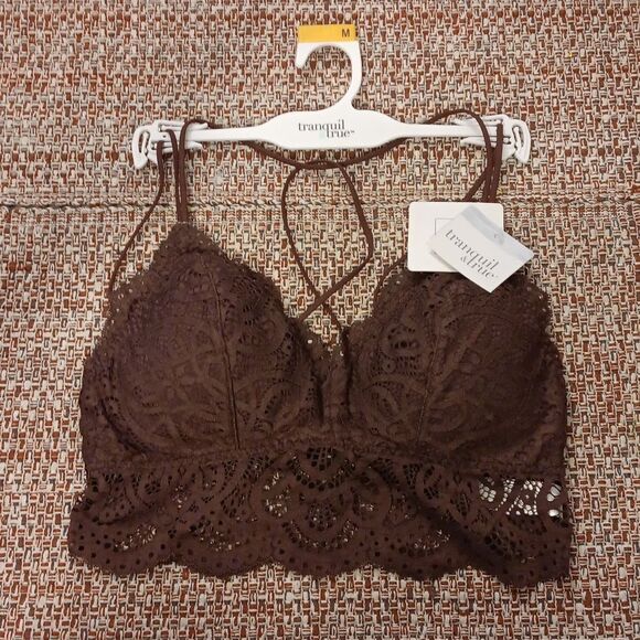 New Double Strap Bralette Burgundy Women's Medium New With Tags - Picture 1 of 4